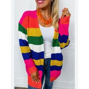 Urban Daizy Women's Rainbow Chunky Knit Cardigan – Small/Medium – NWOT